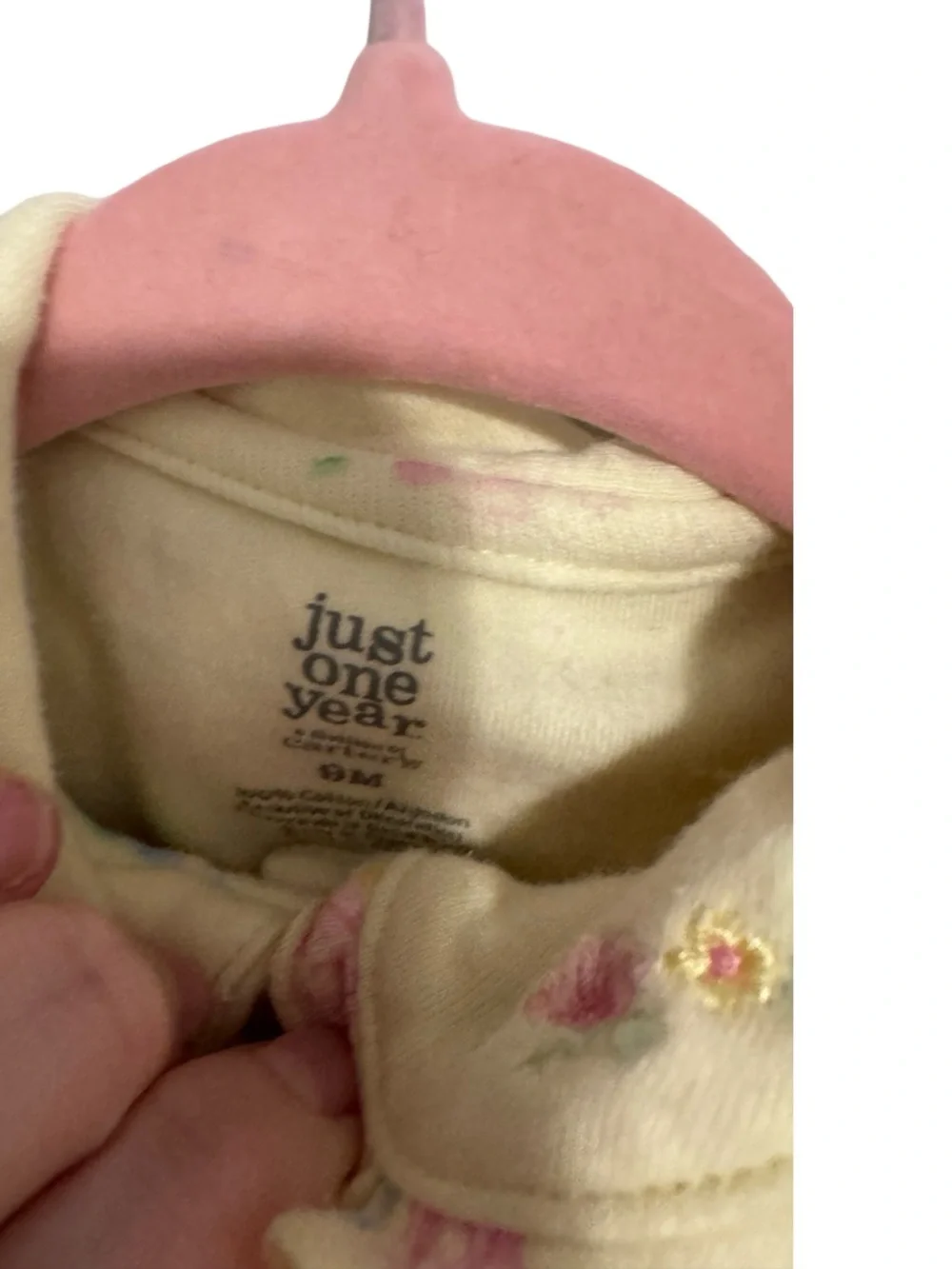 Just One Year Yellow Floral Snap Up Sleeper with Matching Bib Girls 9 M